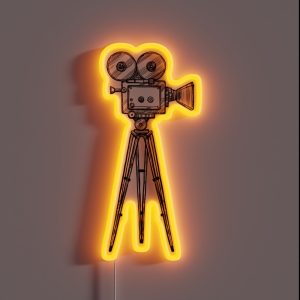 A Drawing Of A Film Camera For Movies RGB Neon Sign