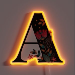A Floral Initial Letter RGB Neon Sign