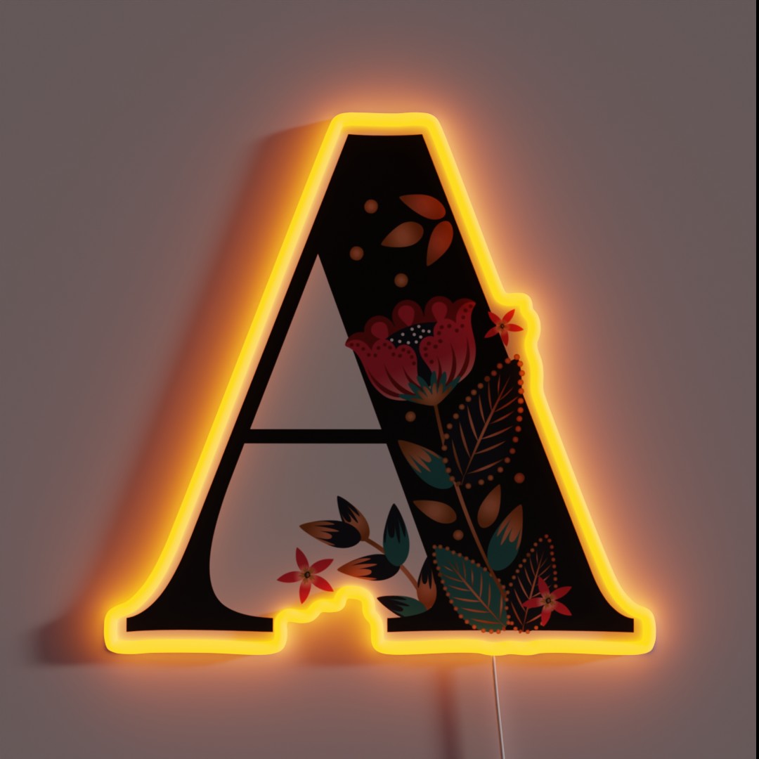 A Floral Initial Letter RGB Neon Sign A Floral Initial Letter RGB Neon Sign