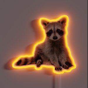 A Little Raccoon Sits Funny And Looks At You RGB Neon Sign