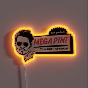 A Mega Pint Johnny Depp Happy Hour RGB Neon Sign