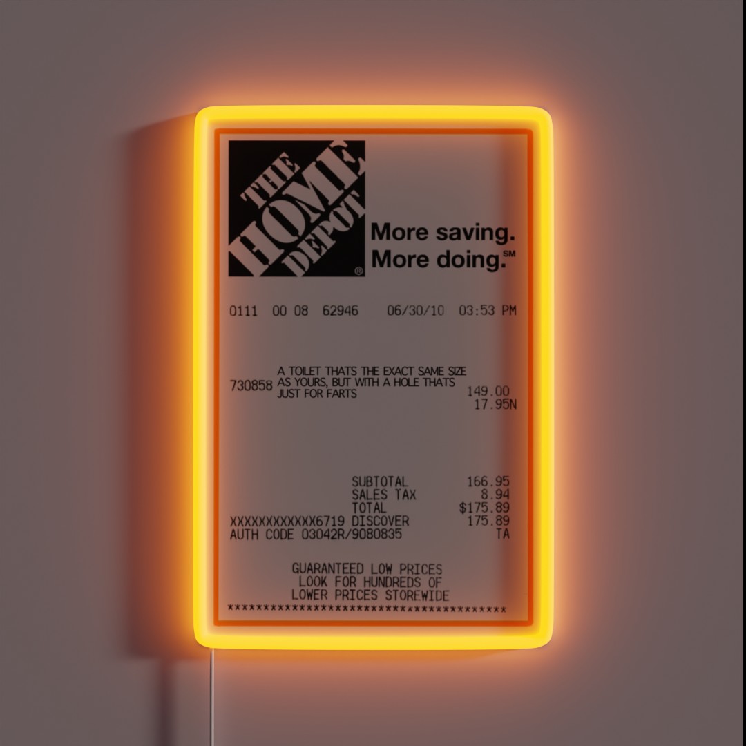 A Receipt For A Toilet Thats The Same Size As RGB Neon Sign A Receipt For A Toilet Thats The Same Size As RGB Neon Sign
