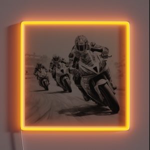 A Superbike Race Sketch RGB Neon Sign