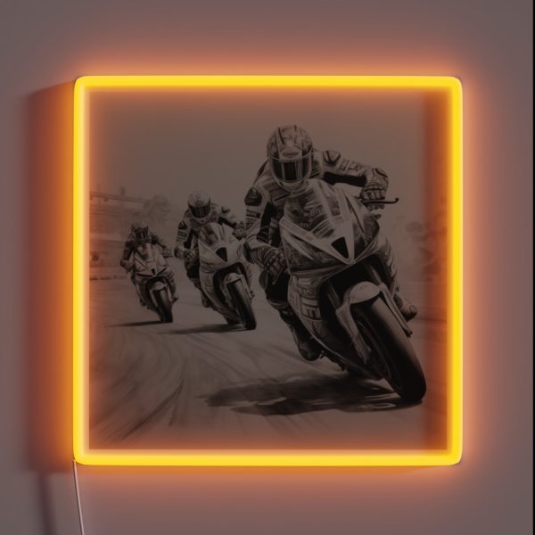 A Superbike Race Sketch RGB Neon Sign