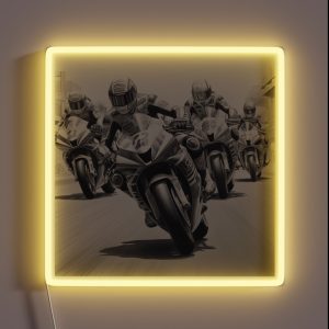 A Superbike Race Sketch RGB Neon Sign