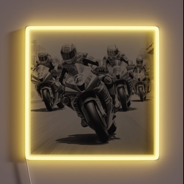 A Superbike Race Sketch RGB Neon Sign