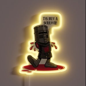 A Vintage Flesh Wound Vintage Cartoon Knight RGB Neon Sign