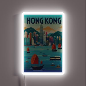 A Vintage Travel Art Of Hong Kong China RGB Neon Sign A Vintage Travel Art Of Hong Kong China RGB Neon Sign