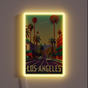 A Vintage Travel Art Of Los Angeles California US RGB Neon Sign