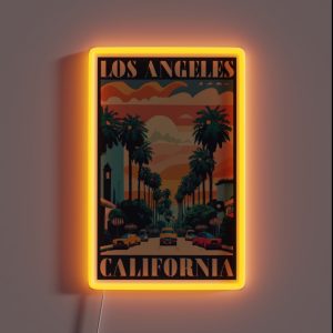 A Vintage Travel Art Of Los Angeles California US RGB Neon Sign