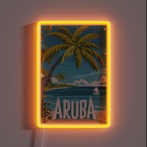 A Vintage Travel Illustration Of Aruba RGB Neon Sign