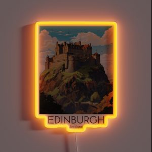A Vintage Travel Illustration Of Edinburgh Scotland RGB Neon Sign A Vintage Travel Illustration Of Edinburgh Scotland RGB Neon Sign