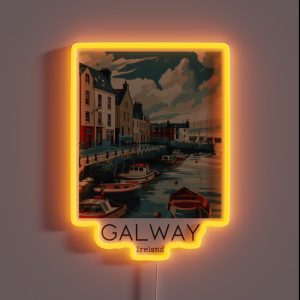 A Vintage Travel Illustration Of Galway Ireland RGB Neon Sign A Vintage Travel Illustration Of Galway Ireland RGB Neon Sign
