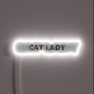 Abstract Artwork On Cat Lady Letters RGB Neon Sign