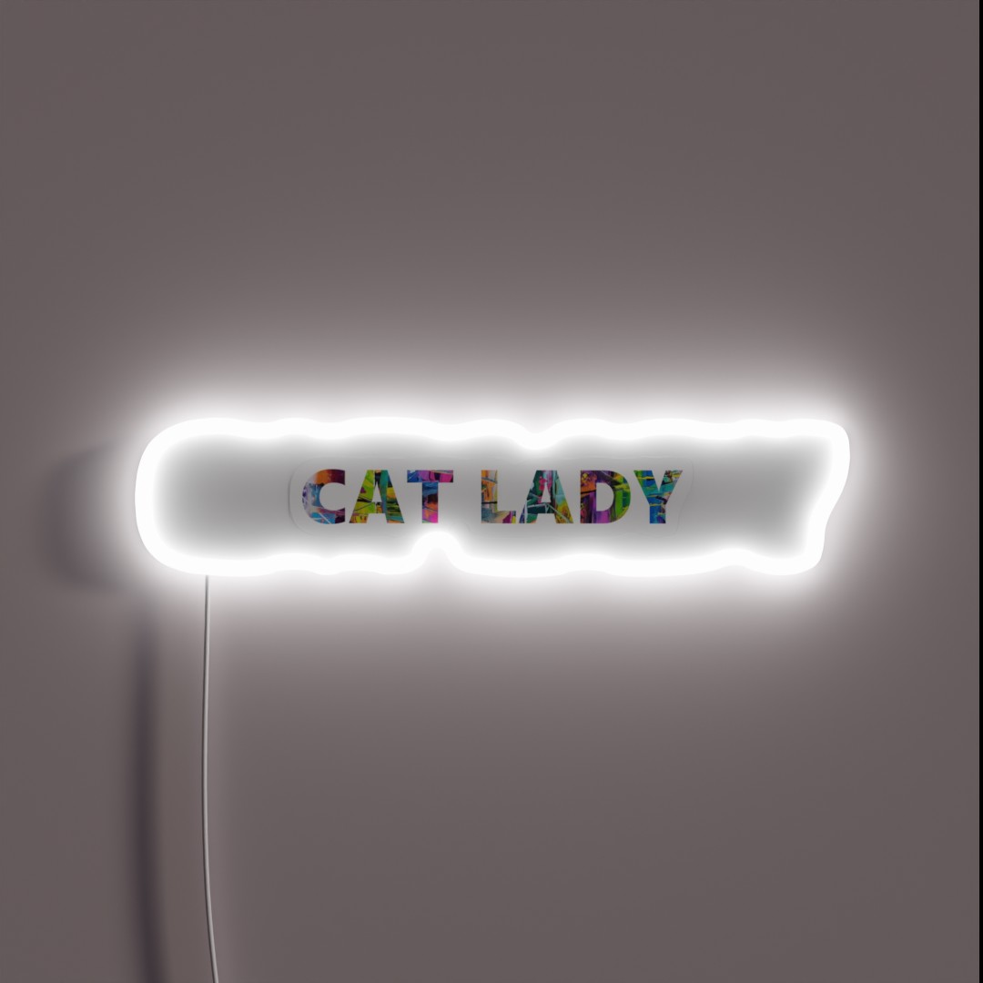 Abstract Artwork On Cat Lady Letters RGB Neon Sign Abstract Artwork On Cat Lady Letters RGB Neon Sign