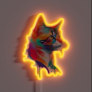 Abstract Cat Colorful Animal RGB Neon Sign Abstract Cat Colorful Animal RGB Neon Sign