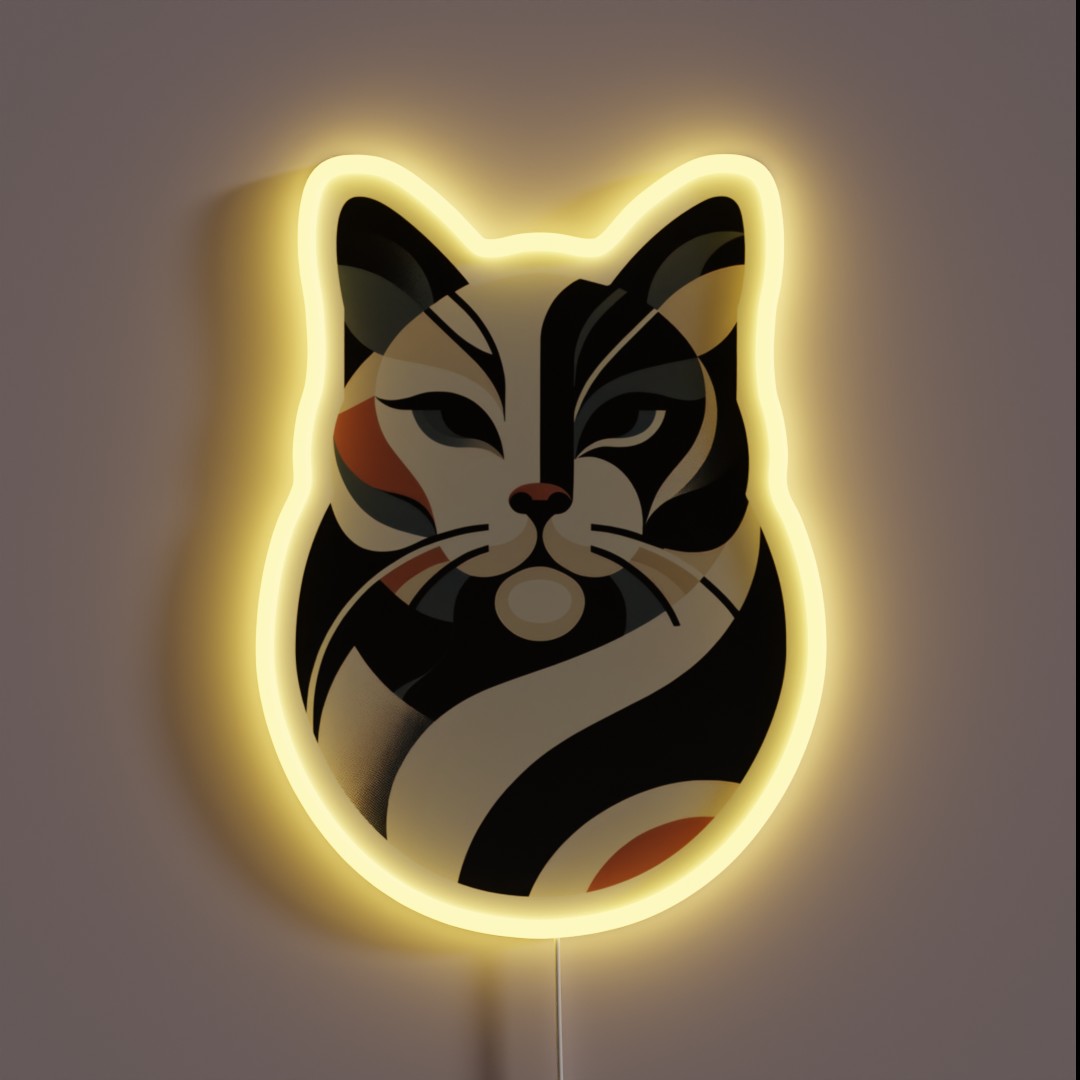 Abstract Elegance Geometric Cat Portrait RGB Neon Sign Abstract Elegance Geometric Cat Portrait RGB Neon Sign