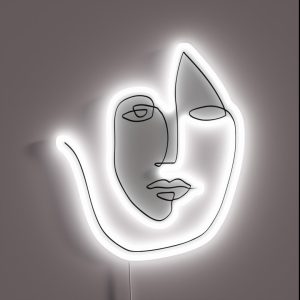 Abstract Face One Line Art RGB Neon Sign