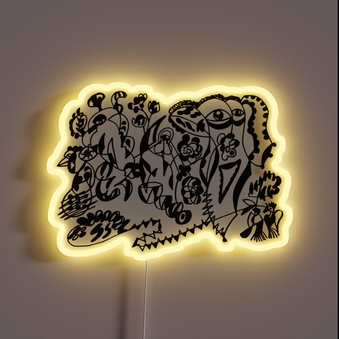 Abstract Faces Artwork RGB Neon Sign Abstract Faces Artwork RGB Neon Sign