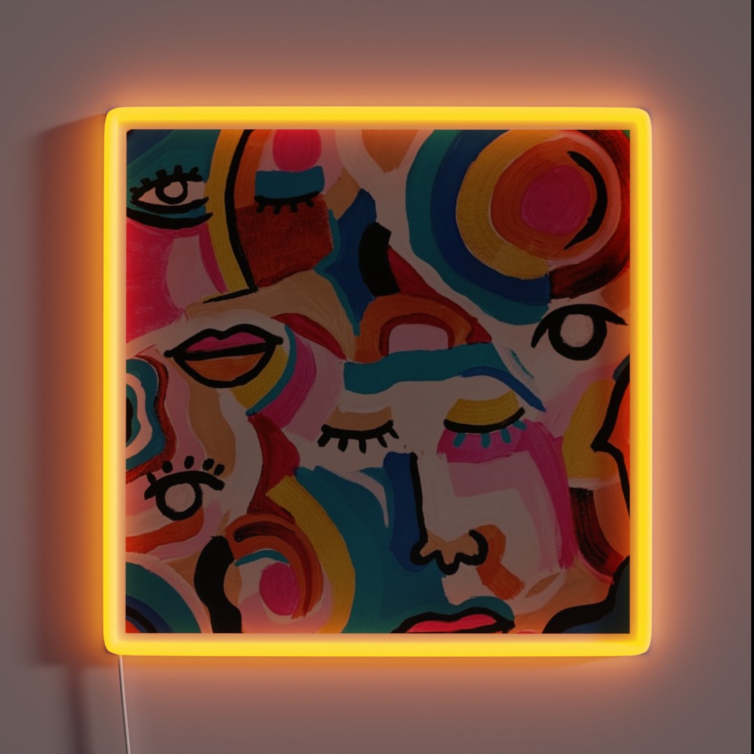 Abstract Faces RGB Neon Sign Abstract Faces RGB Neon Sign