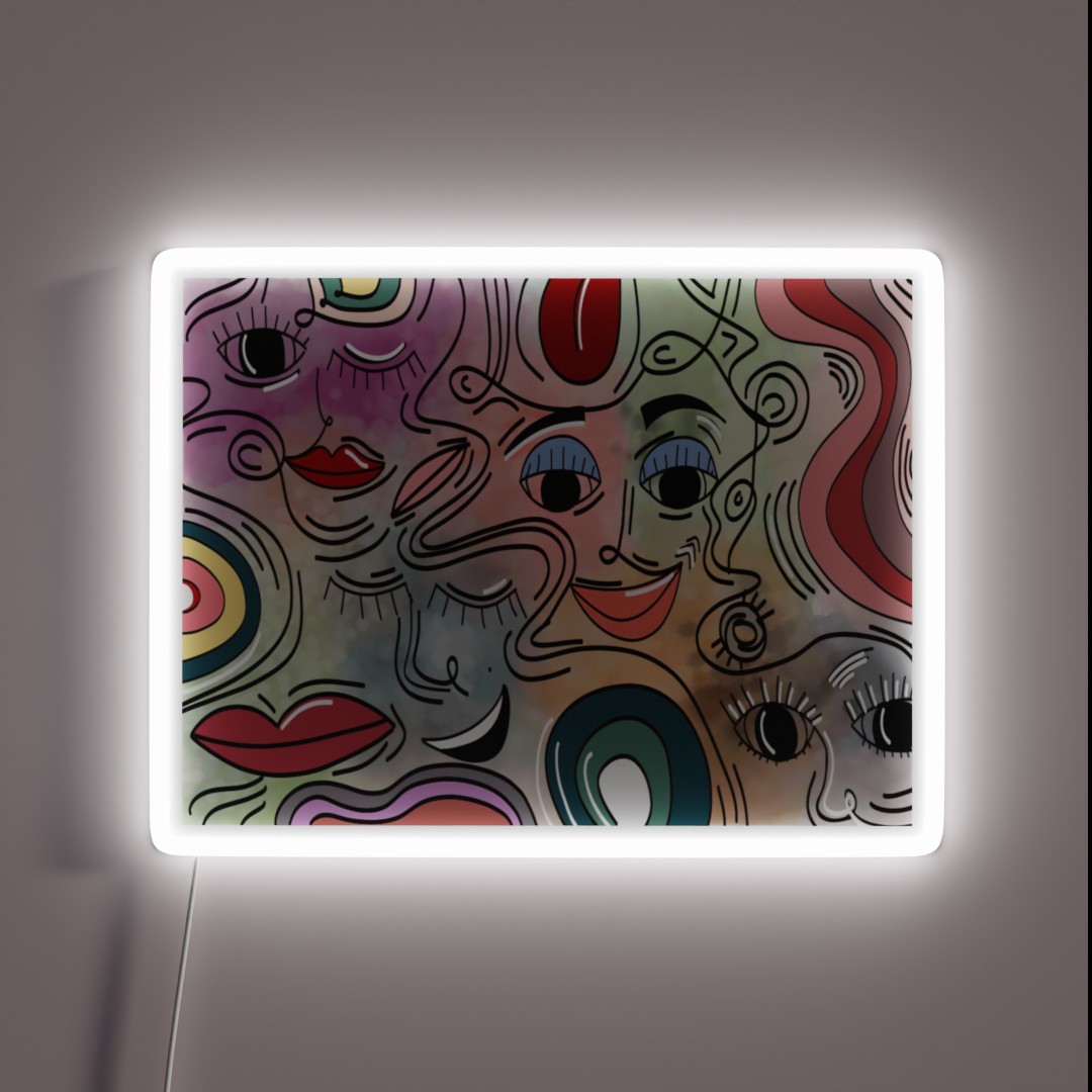 Abstract Faces RGB Neon Sign Abstract Faces RGB Neon Sign