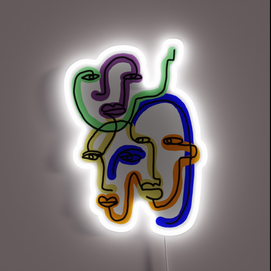 Abstract Faces RGB Neon Sign Abstract Faces RGB Neon Sign