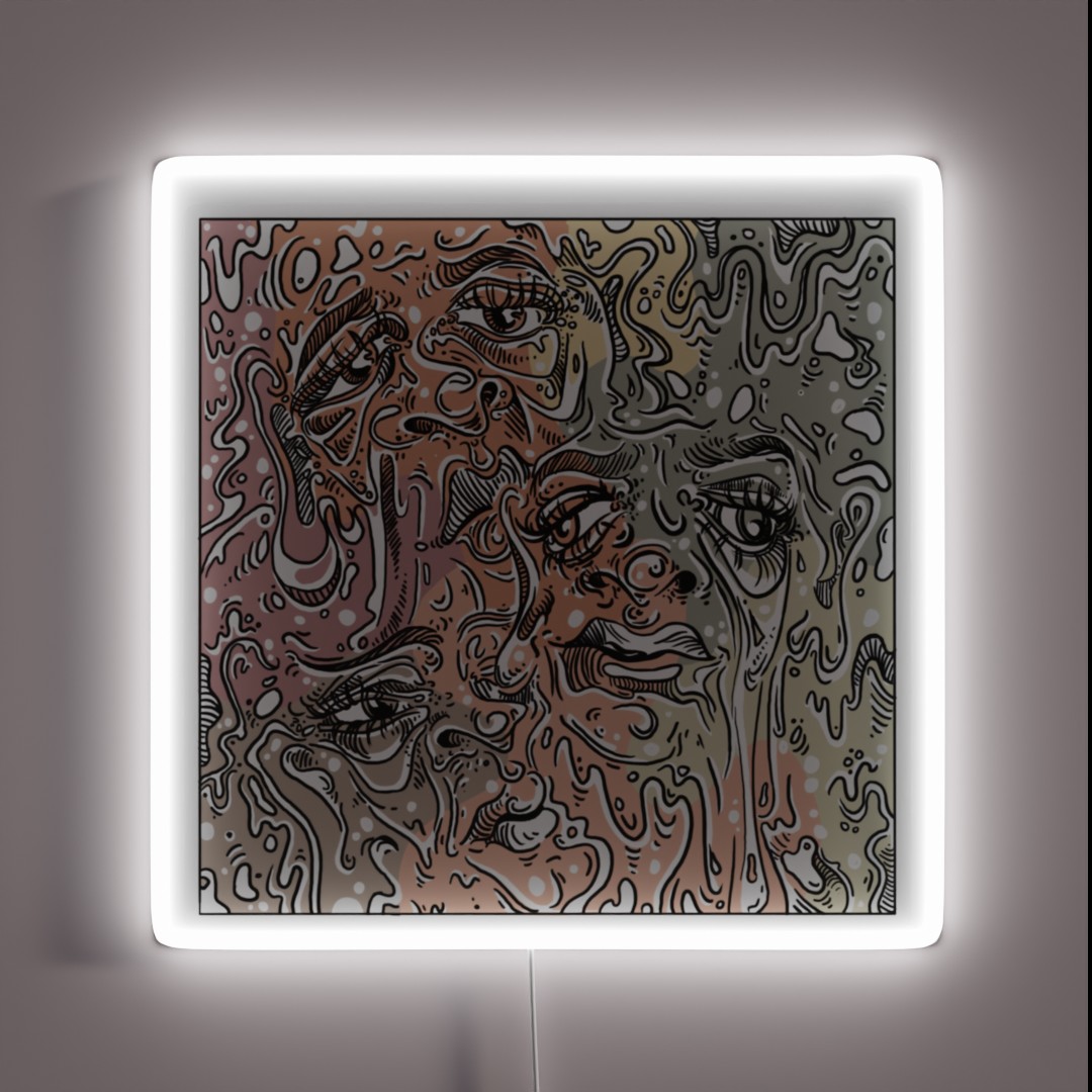 Abstract Melting Faces RGB Neon Sign Abstract Melting Faces RGB Neon Sign