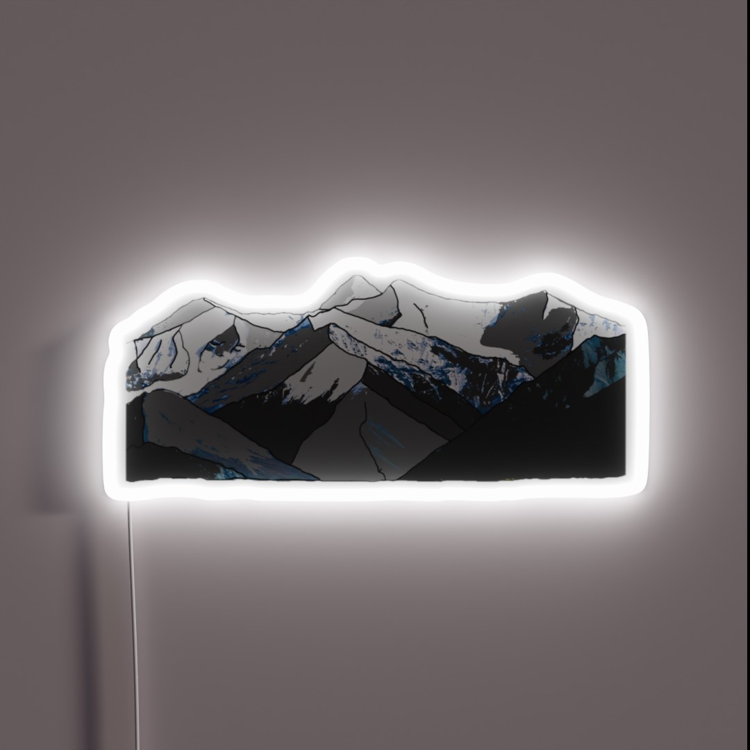 Abstract Mountain Landscape With Snowy Picks RGB Neon Sign Abstract Mountain Landscape With Snowy Picks RGB Neon Sign