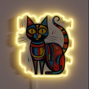 Abstract Multicolored Cat RGB Neon Sign