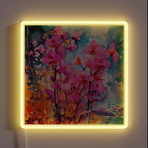 Abstract Orchid Beauty Watercolor Art For Flower Lovers RGB Neon Sign