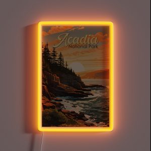 Acadia National Park Illustration Retro RGB Neon Sign