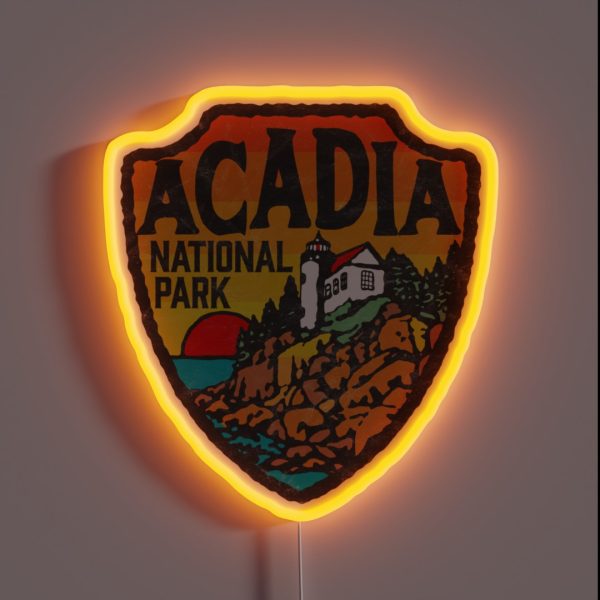 Acadia National Park Vintage Style Badge W RGB Neon Sign