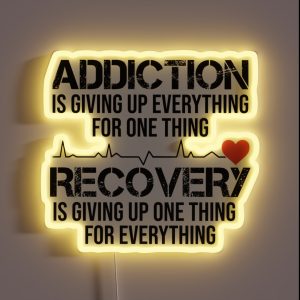 Addiction VS Recovery AA NA Heartbeat For A Clean Sober Life RGB Neon Sign