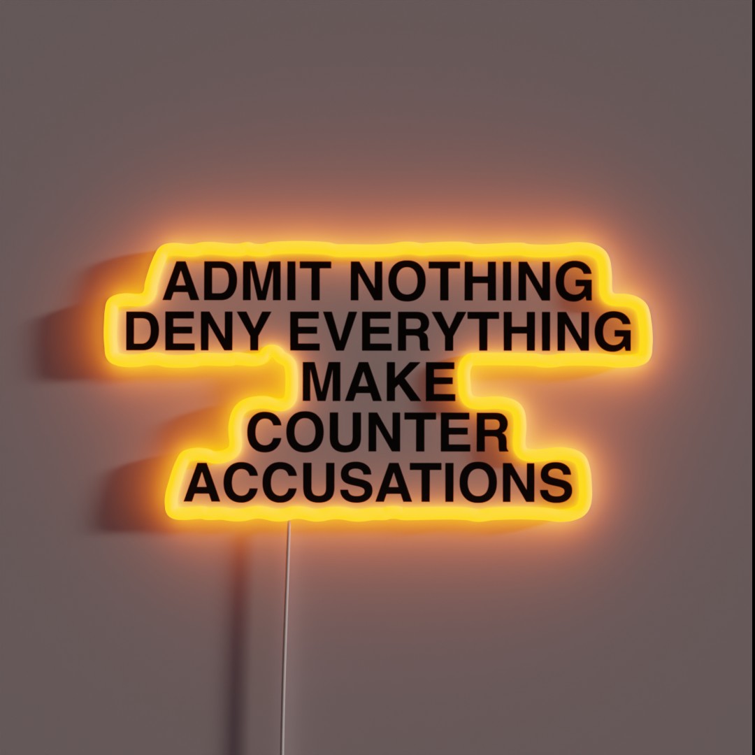 Admit Nothing Deny Everything Make Counter RGB Neon Sign Admit Nothing Deny Everything Make Counter RGB Neon Sign