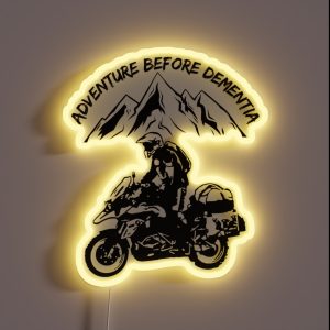 Adventure Before Dementia Funny Mountain Adventure Motorcycle RGB Neon Sign Adventure Before Dementia Funny Mountain Adventure Motorcycle RGB Neon Sign