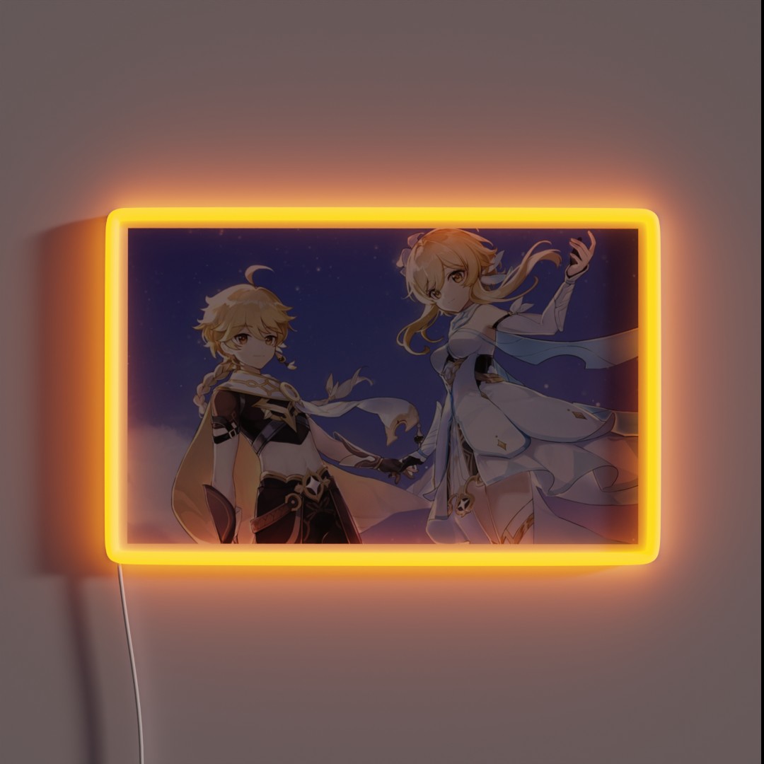 Aether And Lumine Genshin Impact RGB Neon Sign Aether And Lumine Genshin Impact RGB Neon Sign