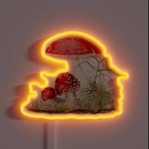 Agaricus Muscarius Mushroom Vintage Illustration RGB Neon Sign