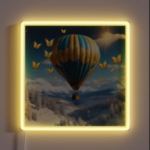 Air Balloon On The Snowy Mountain RGB Neon Sign