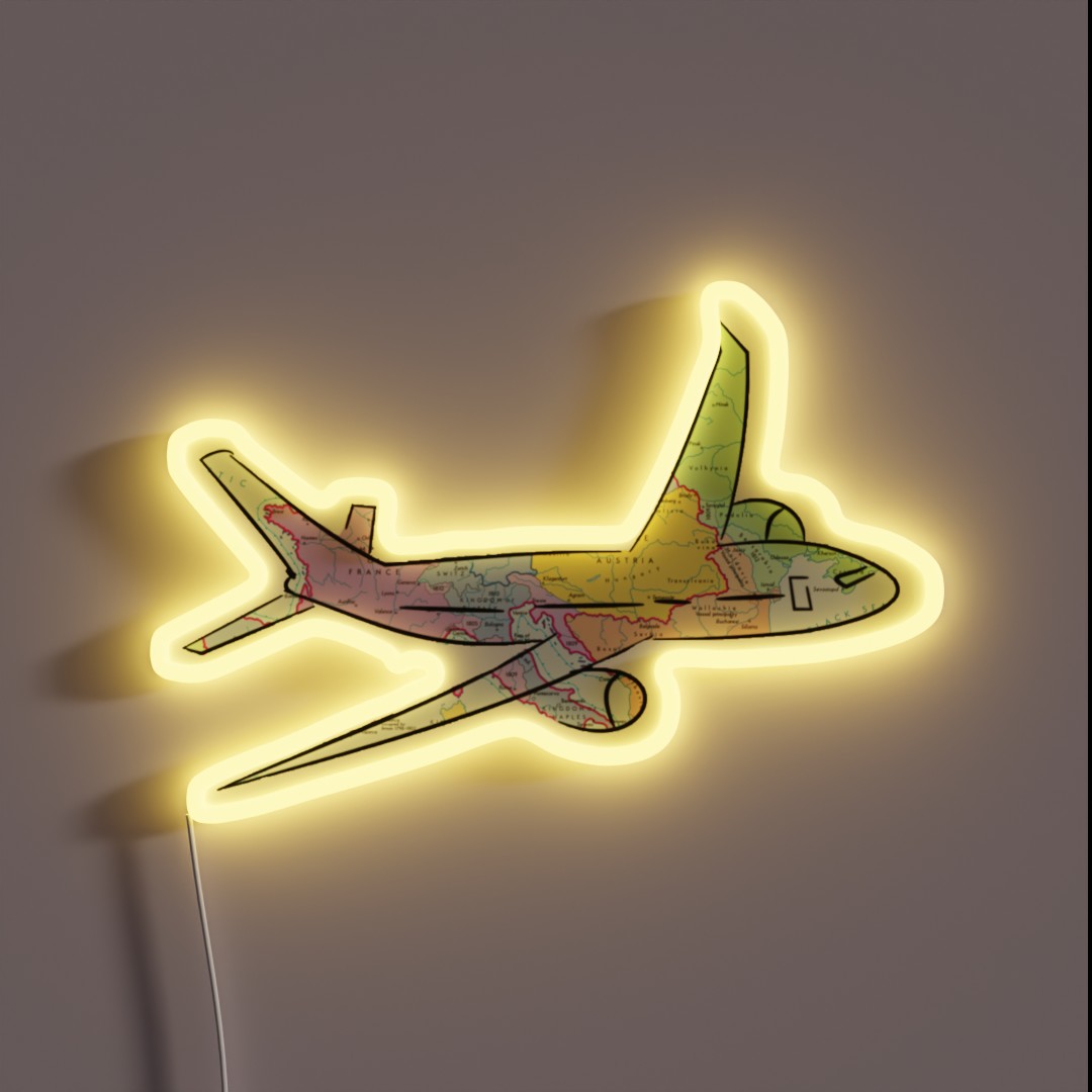 Airplane Map RGB Neon Sign Airplane Map RGB Neon Sign