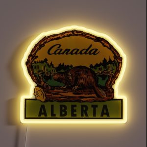 Alberta Beaver AB Canada Vintage Travel Decal RGB Neon Sign