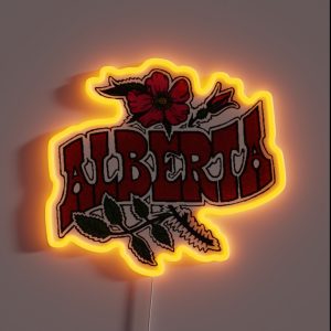 Alberta Wild Rose Vintage Travel Decal RGB Neon Sign