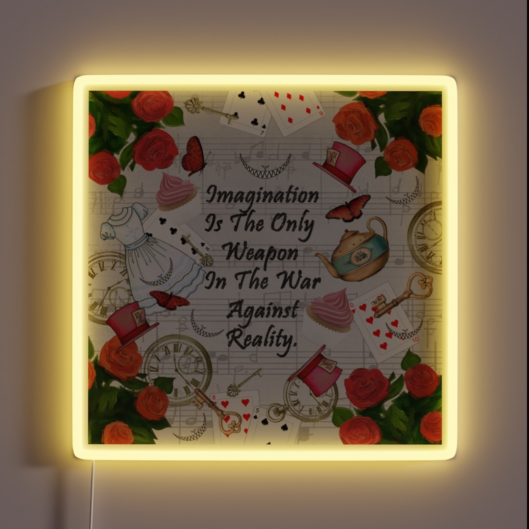 Alice In Wonderland Collage Imagination Quote RGB Neon Sign Alice In Wonderland Collage Imagination Quote RGB Neon Sign