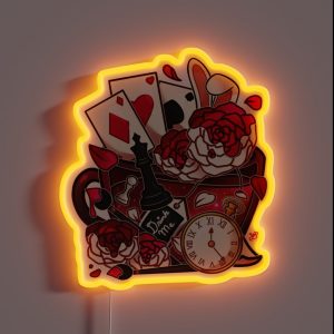 Alice In Wonderland Painted Roses Teacup RGB Neon Sign