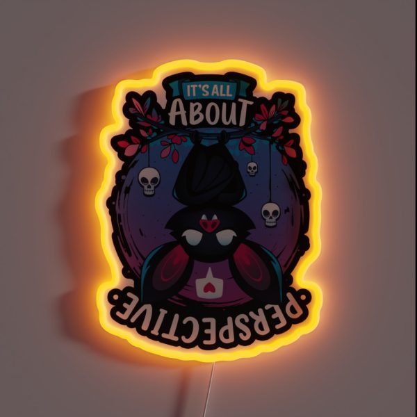 All About Perspective Cute Creepy Bat Love RGB Neon Sign