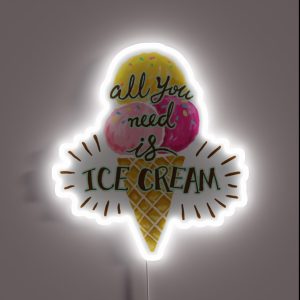 All You Need Is Ice Cream Hand Drawn Ice Cream Cone Illustration RGB Neon Sign All You Need Is Ice Cream Hand Drawn Ice Cream Cone Illustration RGB Neon Sign
