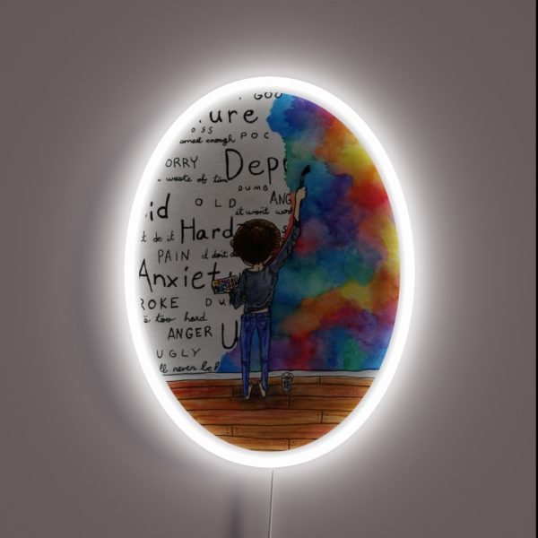 Always Keep Fighting Watercolor Painting 2015 RGB Neon Sign