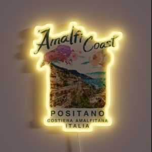 Amalfi Coast Italy Positano Vintage Italia RGB Neon Sign Amalfi Coast Italy Positano Vintage Italia RGB Neon Sign