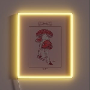 Amanita Muscaria Botanical Illustration Vintage Kitchen Art RGB Neon Sign