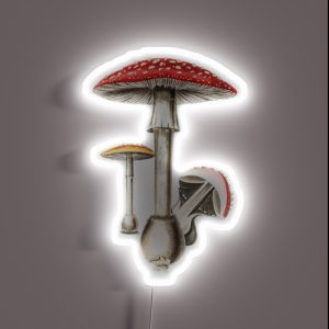 Amanita Muscaria Mushroom Botany Illustration RGB Neon Sign