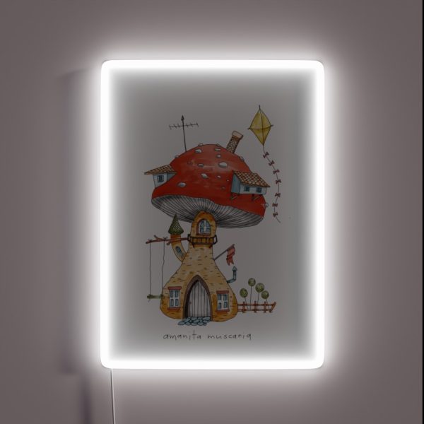 Amanita Muscaria Mushroom House RGB Neon Sign